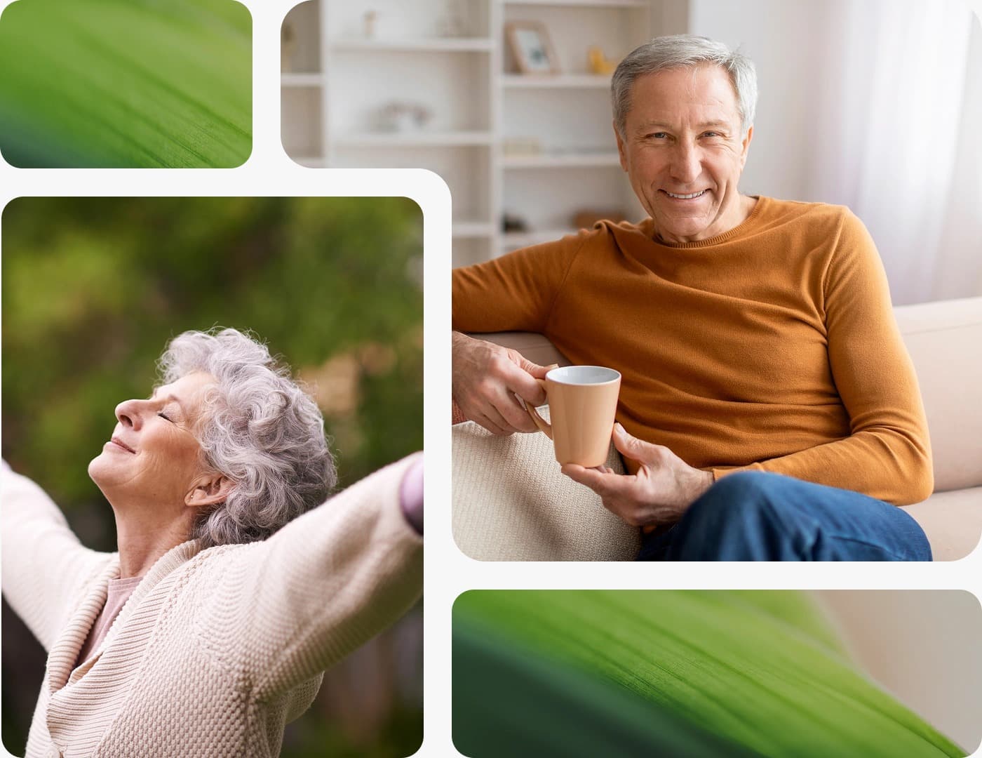 Older woman and elderly man at home, supported by the Sengira Home Intelligence Companion